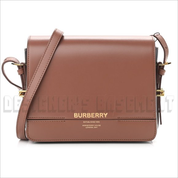 BURBERRY brown & black GRACE calfskin Leather convertible Small shoulder Bag NWT - Picture 11 of 14